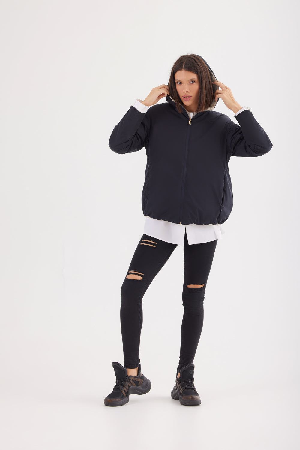 Geacă reversibila damă LERA, black / reverse beige