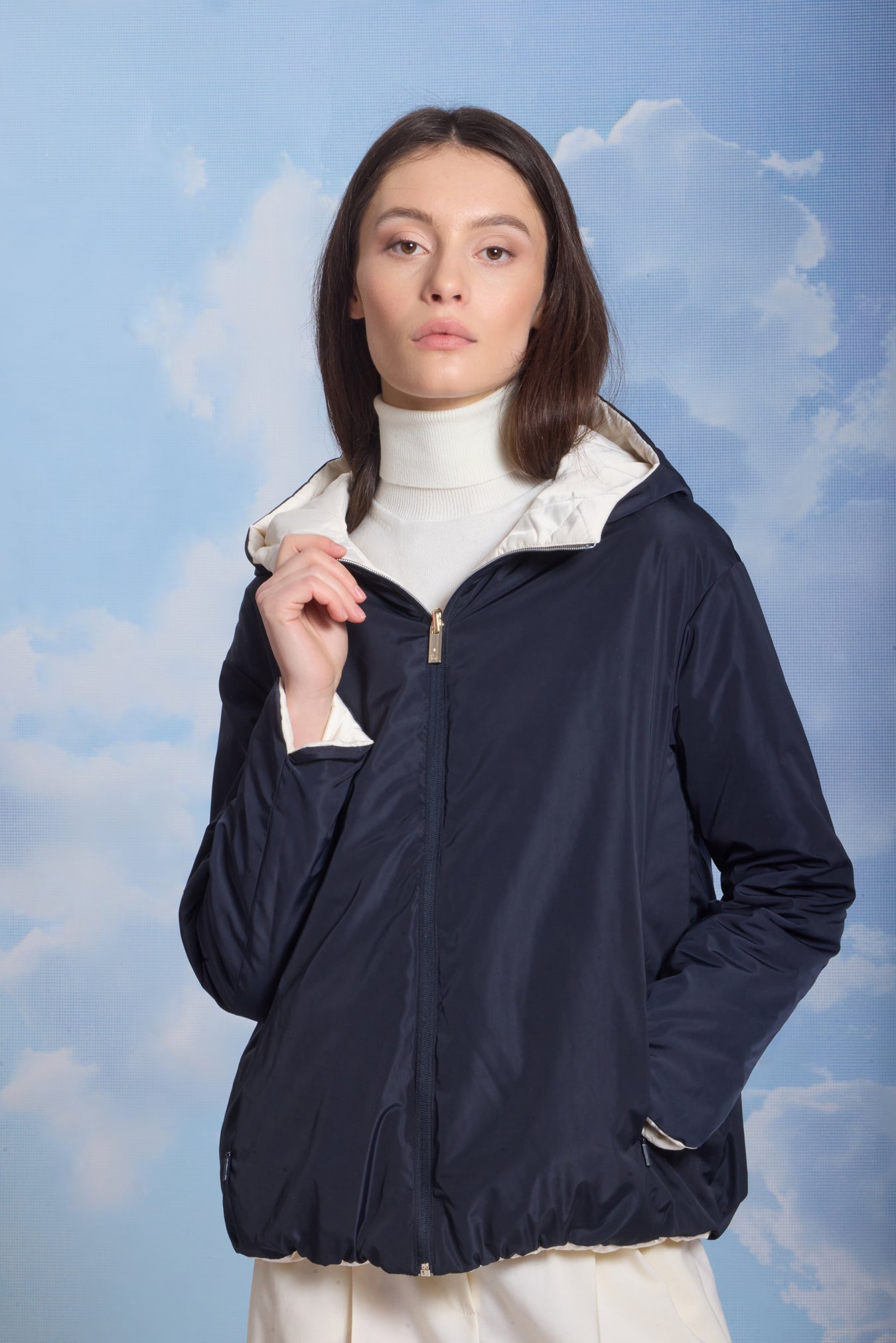 Geacă damă reversibilă LERA, Black / Reverse Beige