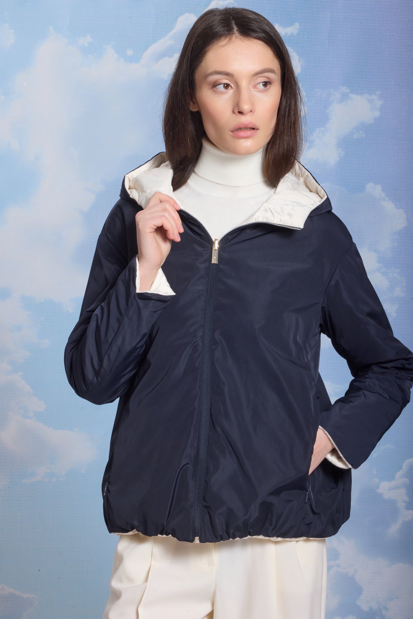 Geacă damă reversibilă LERA– Black / Reverse Beige