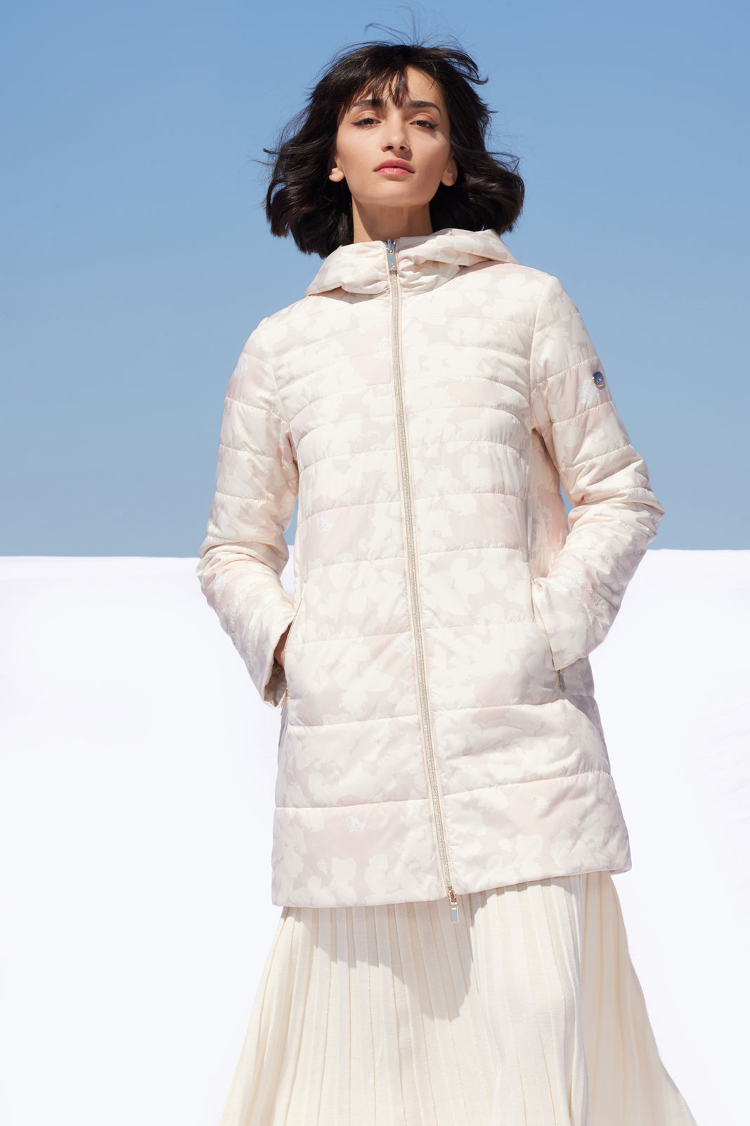 Palton reversibil damă OLGA, print/revers stucco