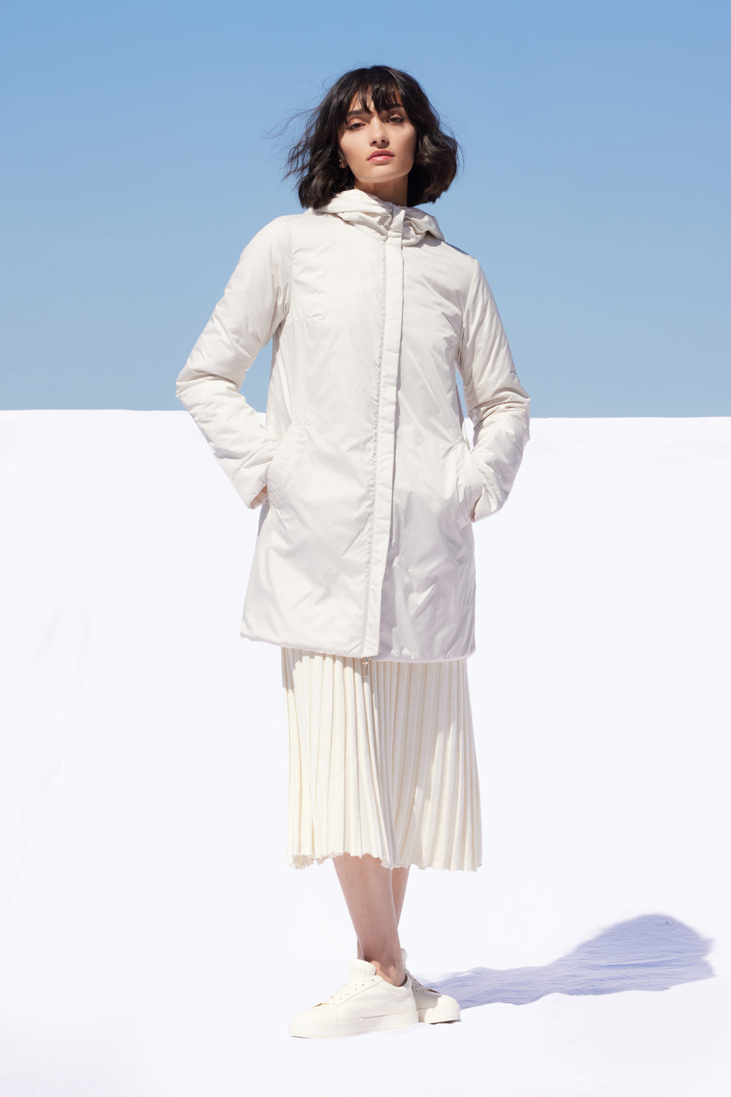 Palton reversibil damă OLGA, print/revers stucco