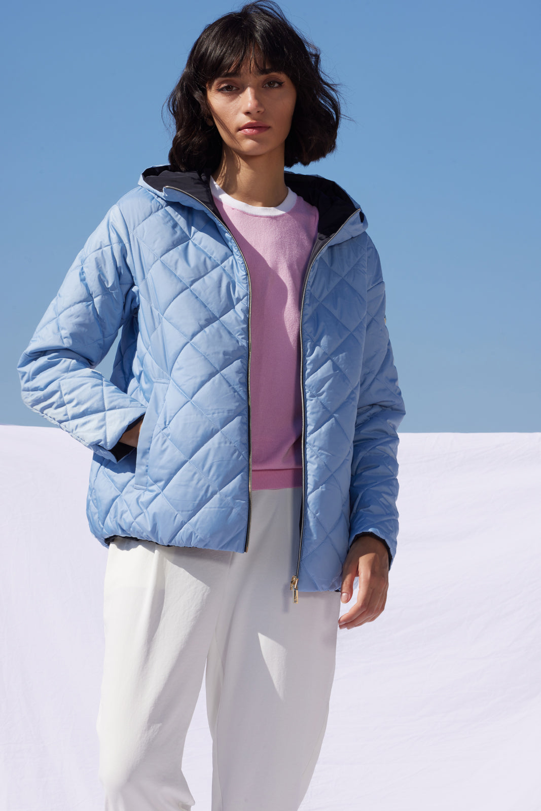 Geacă damă reversibilă LERA, Dark Navy / reverse Dusty Blue