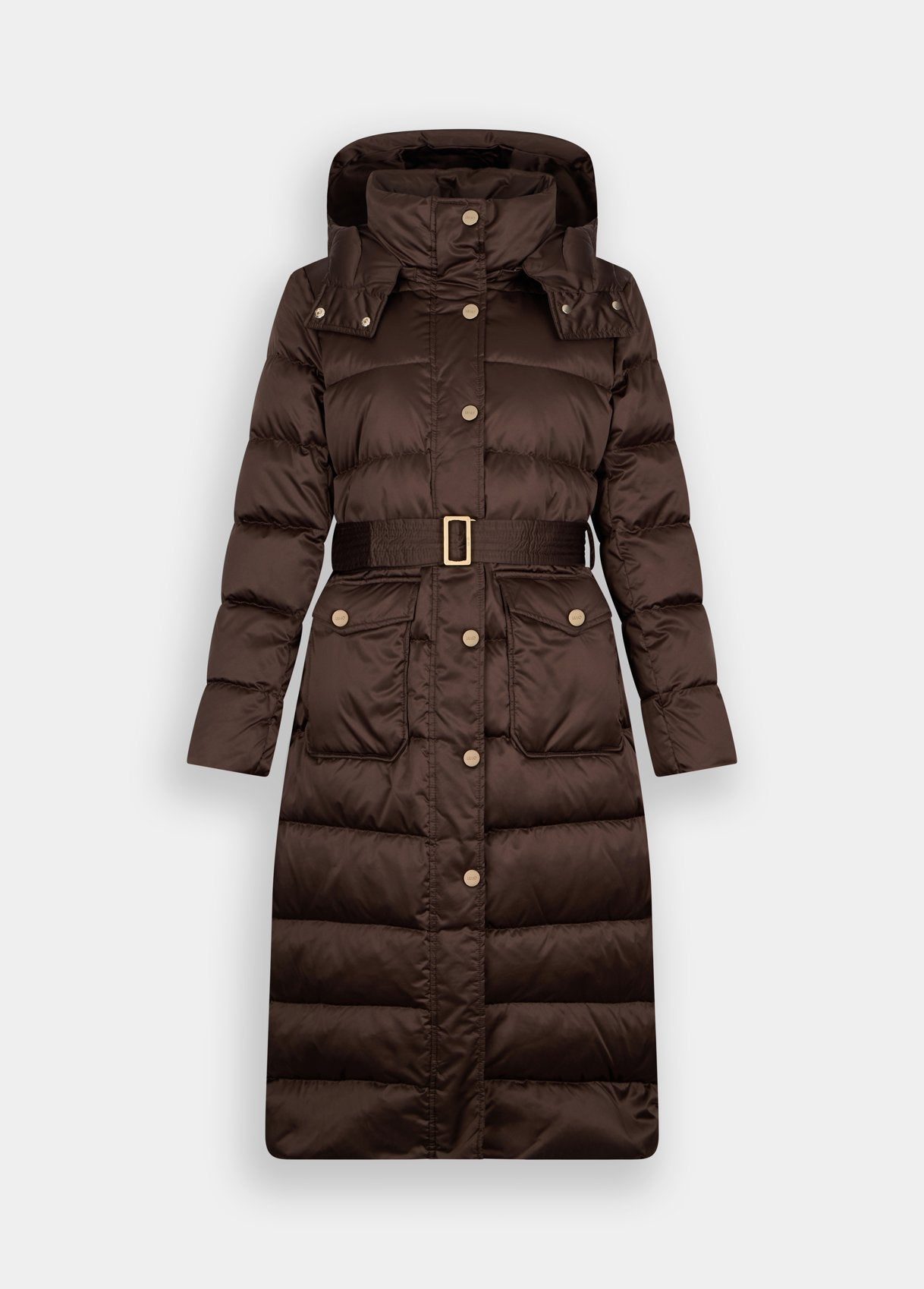 Palton matlasat lung damă cu glugă și centură- Liu JO