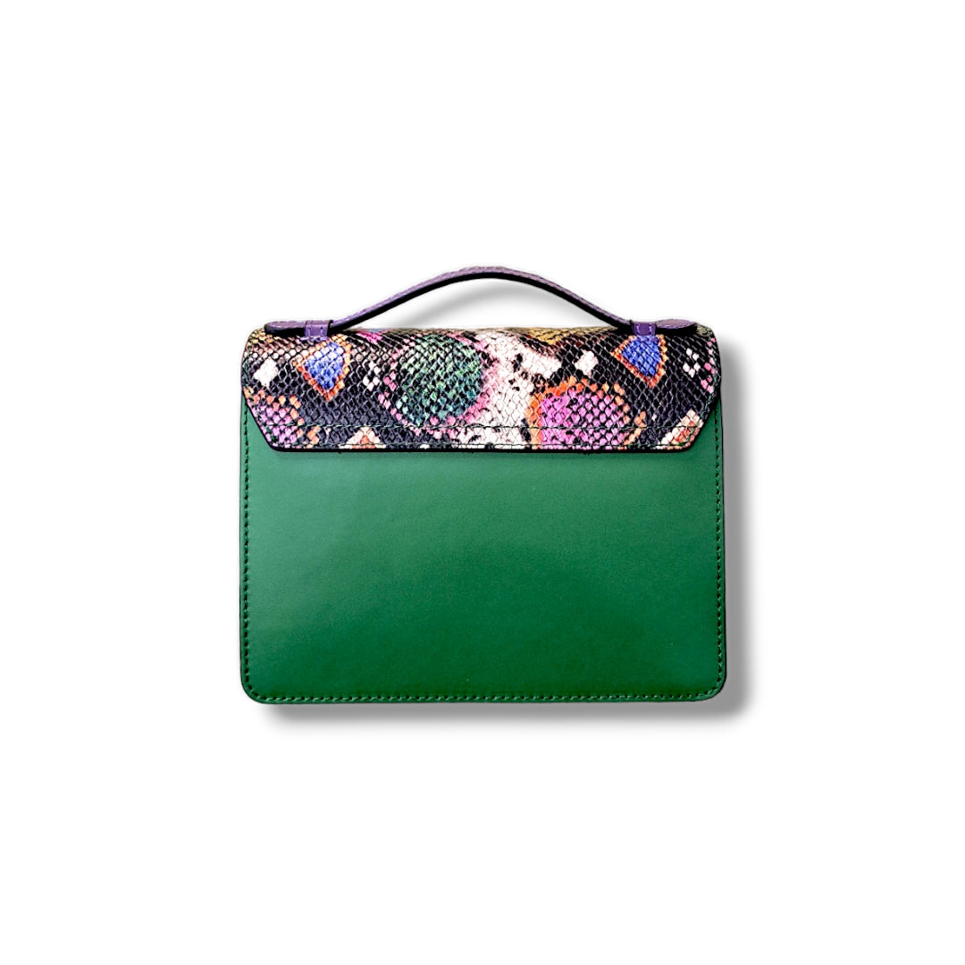 Geantă damă din piele naturală Case Python Dark Green Crossbody – Verde Închis | Made in Italy