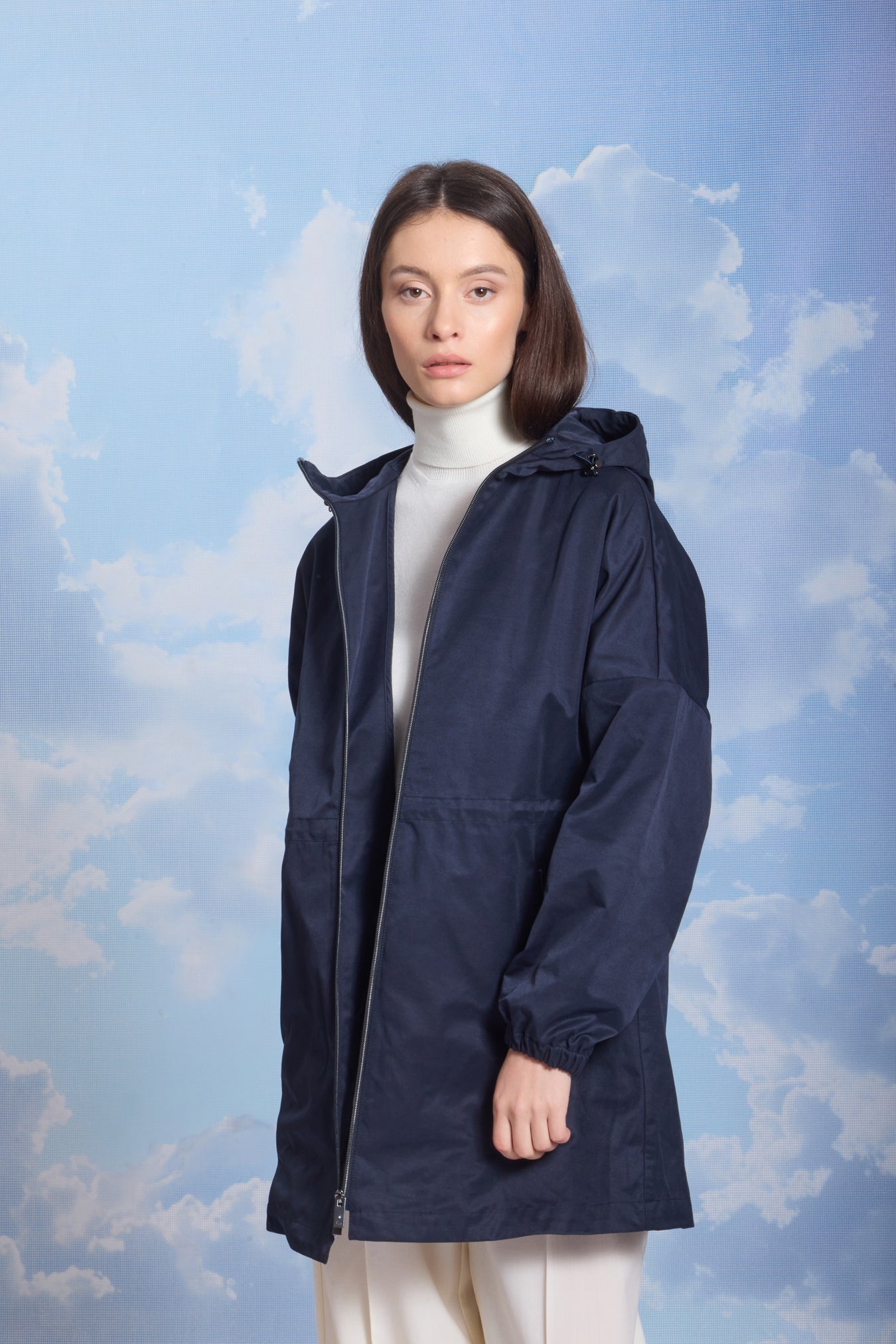 Trenci damă Madzerini navy, bumbac, mărime 36-40.