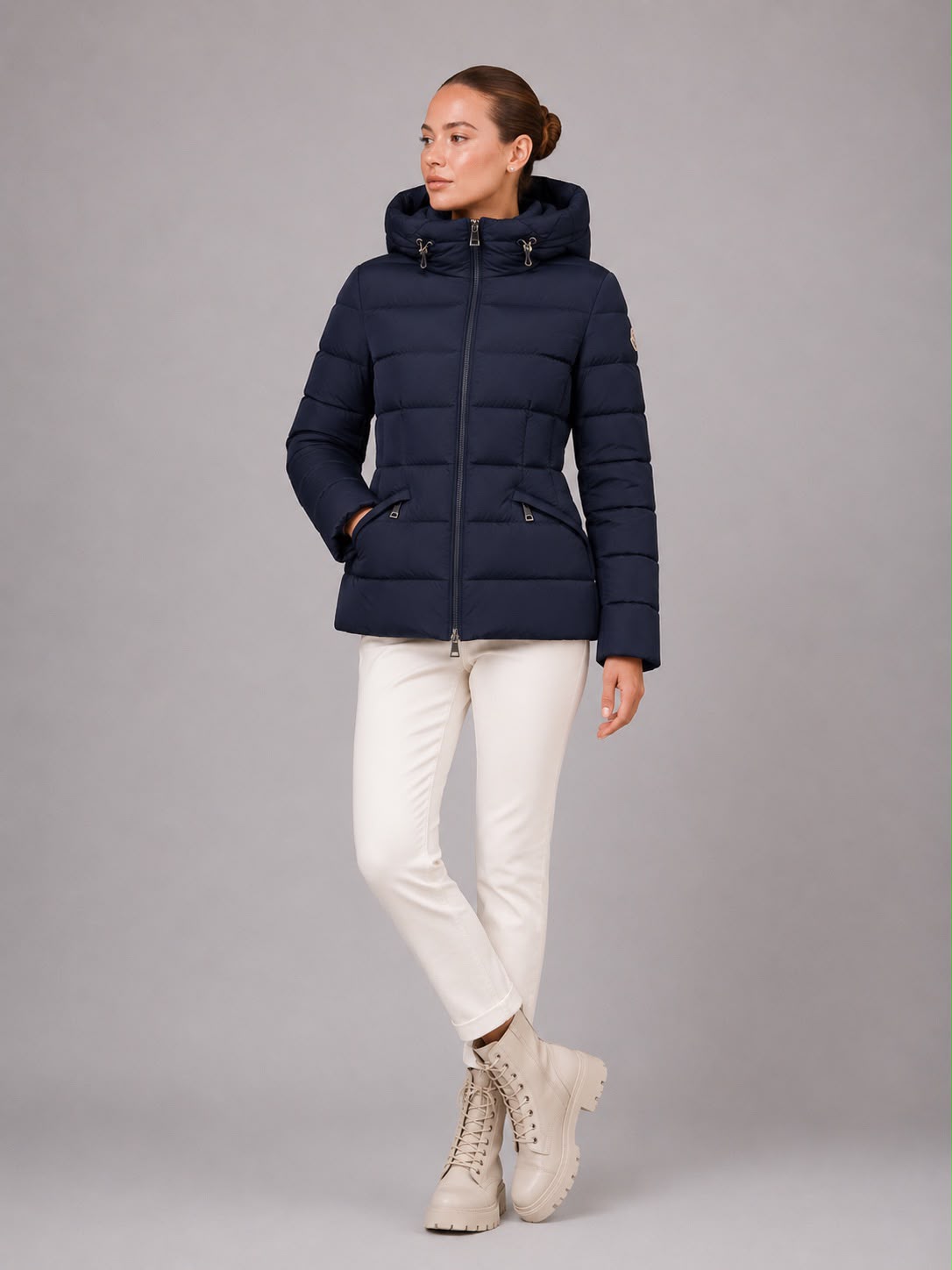 Geacă de damă cu puf natural de gâscă DILETA dark navy