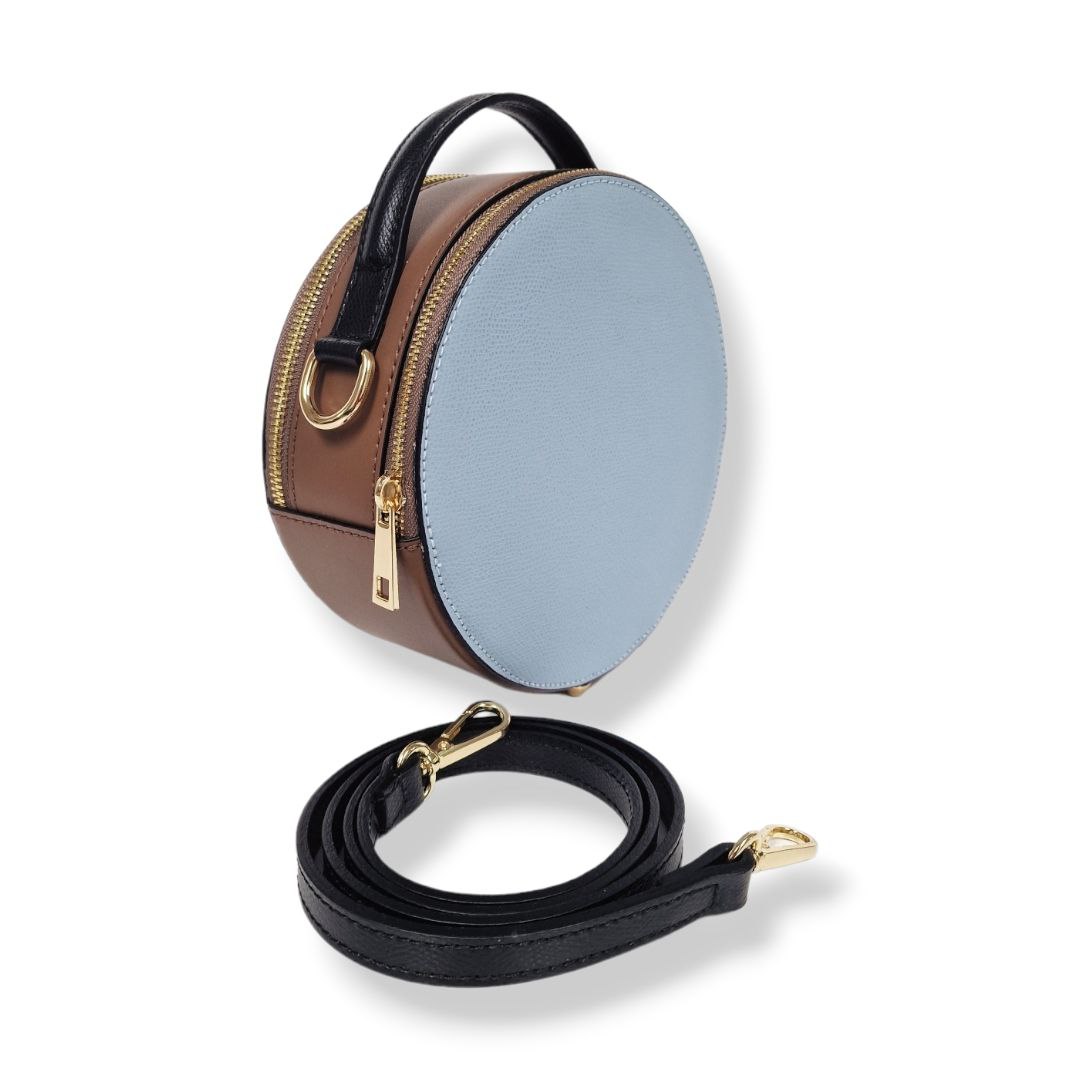 Geantă damă din piele naturală Modena Multicolor Taupe Crossbody | Made in Italy