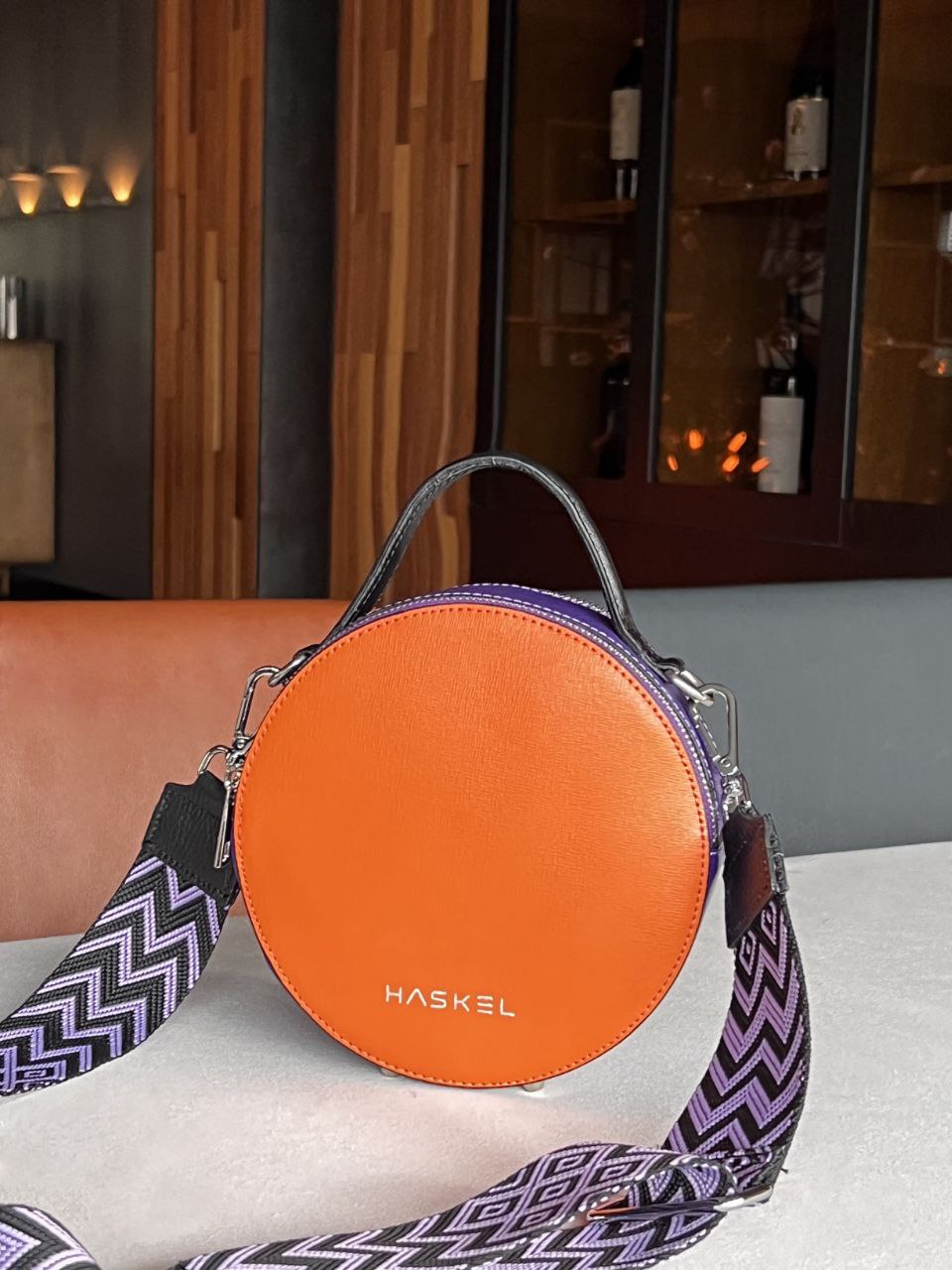 Geantă damă din piele naturală Modena Multicolor Orange Crossbody | Made in Italy