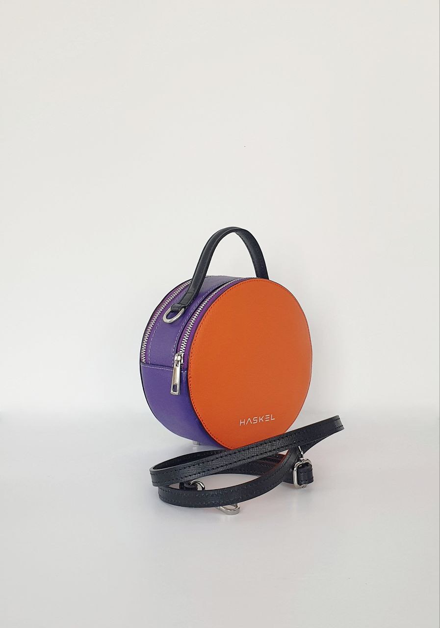 Geantă damă din piele naturală Modena Multicolor Orange Crossbody | Made in Italy