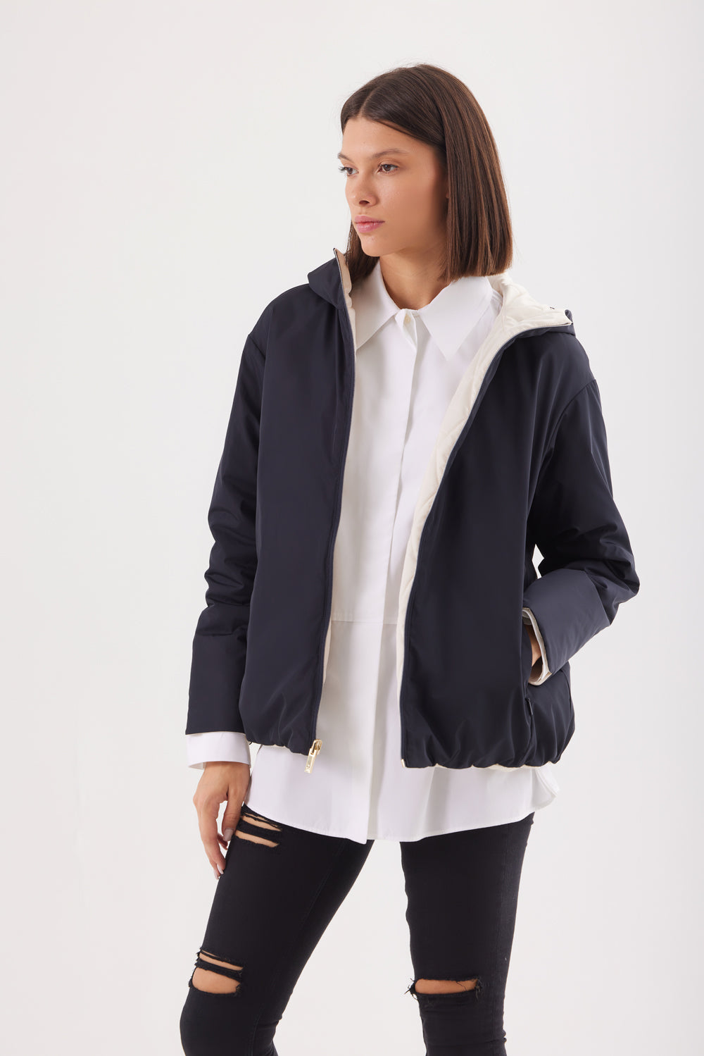 Geacă reversibila damă LERA, black / reverse beige