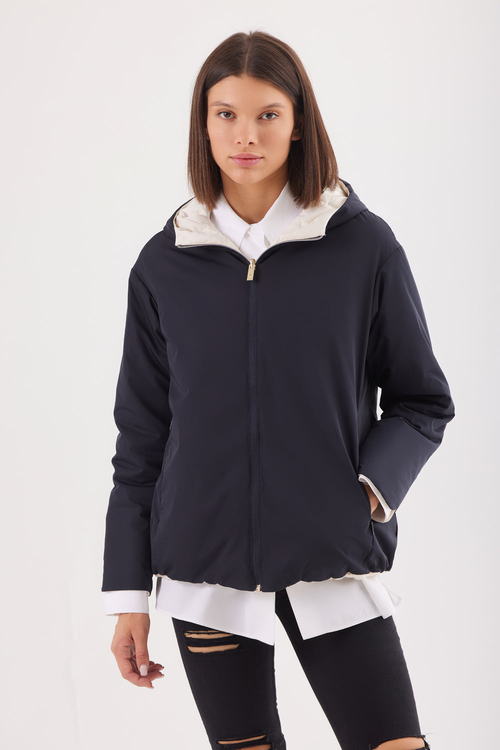 Geacă reversibila damă LERA, black / reverse beige