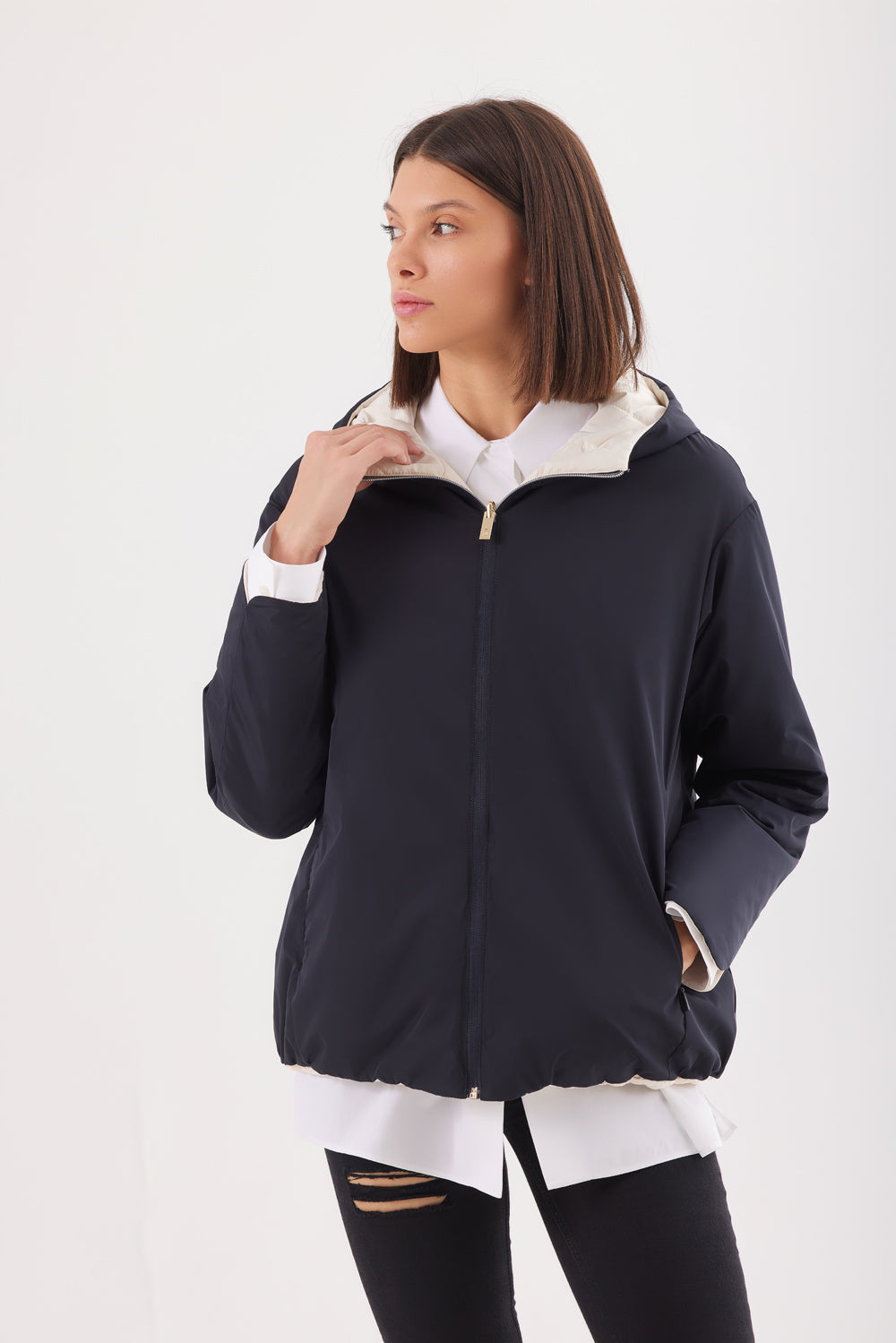 Geacă reversibila damă LERA, black / reverse beige