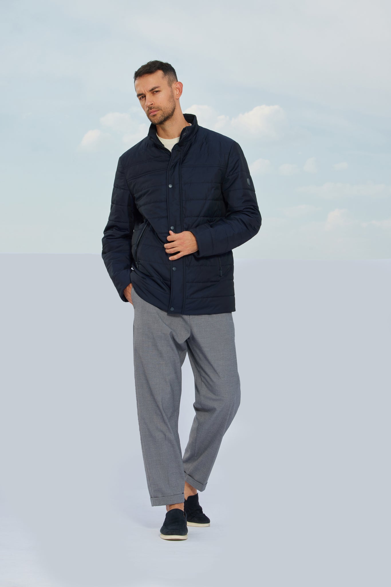 Geacă bărbați Madzerini, dark navy, din lână, model KLAUS.