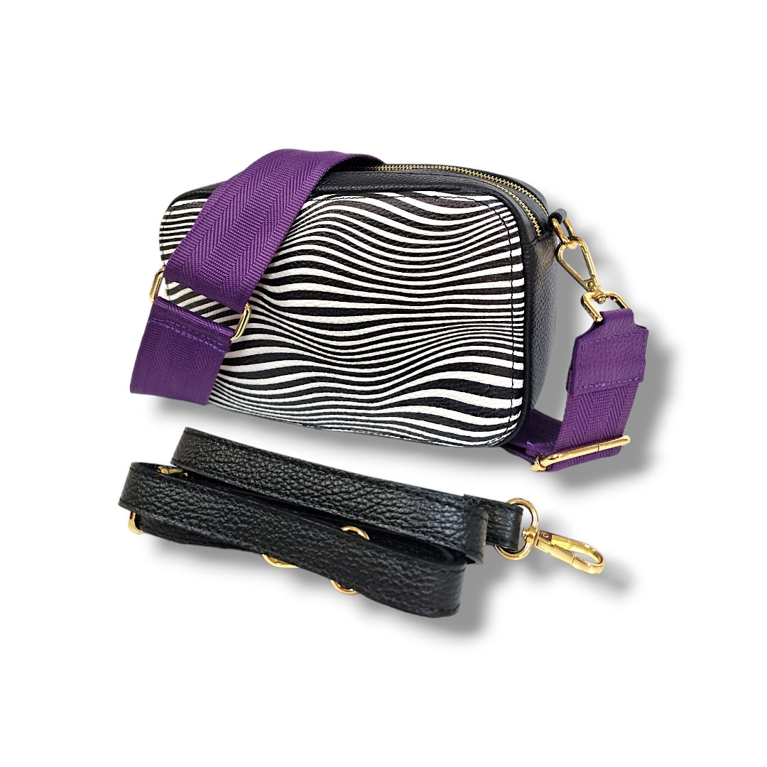 Geantă damă din piele naturală Leon Zebra Crossbody – Animal Print | Made in Italy