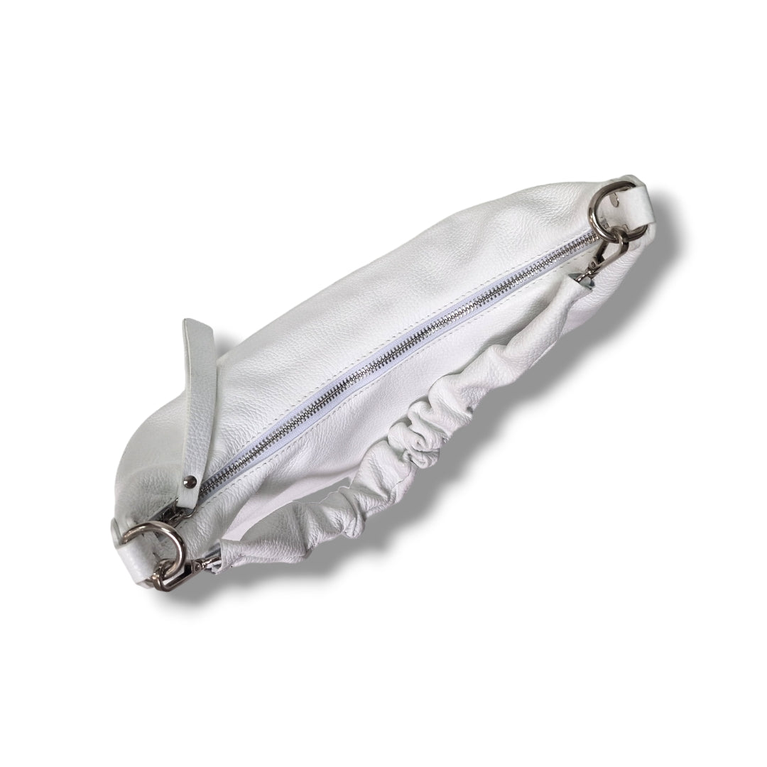 Geantă damă din piele naturală Baguette White Soft – Alb | Made in Italy