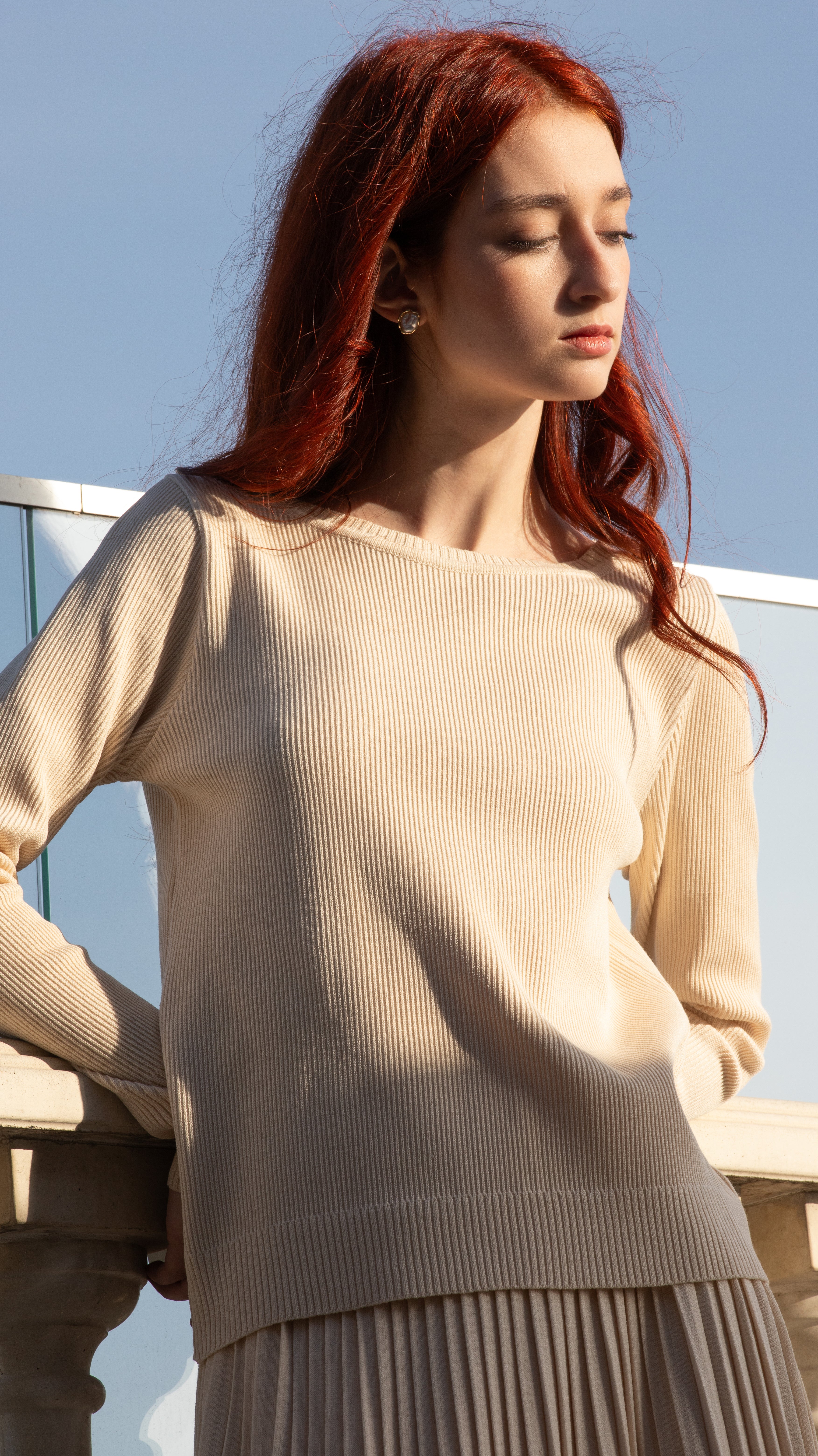 Set tricot (pulover & fustă plisată)