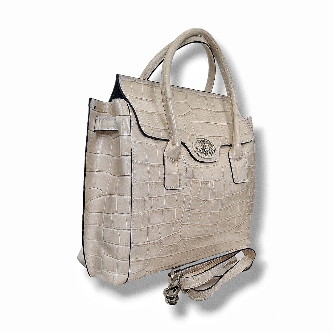 Geantă damă din piele naturală Parma Nude Crocco Big Tote – Nude Croco | Made in Italy