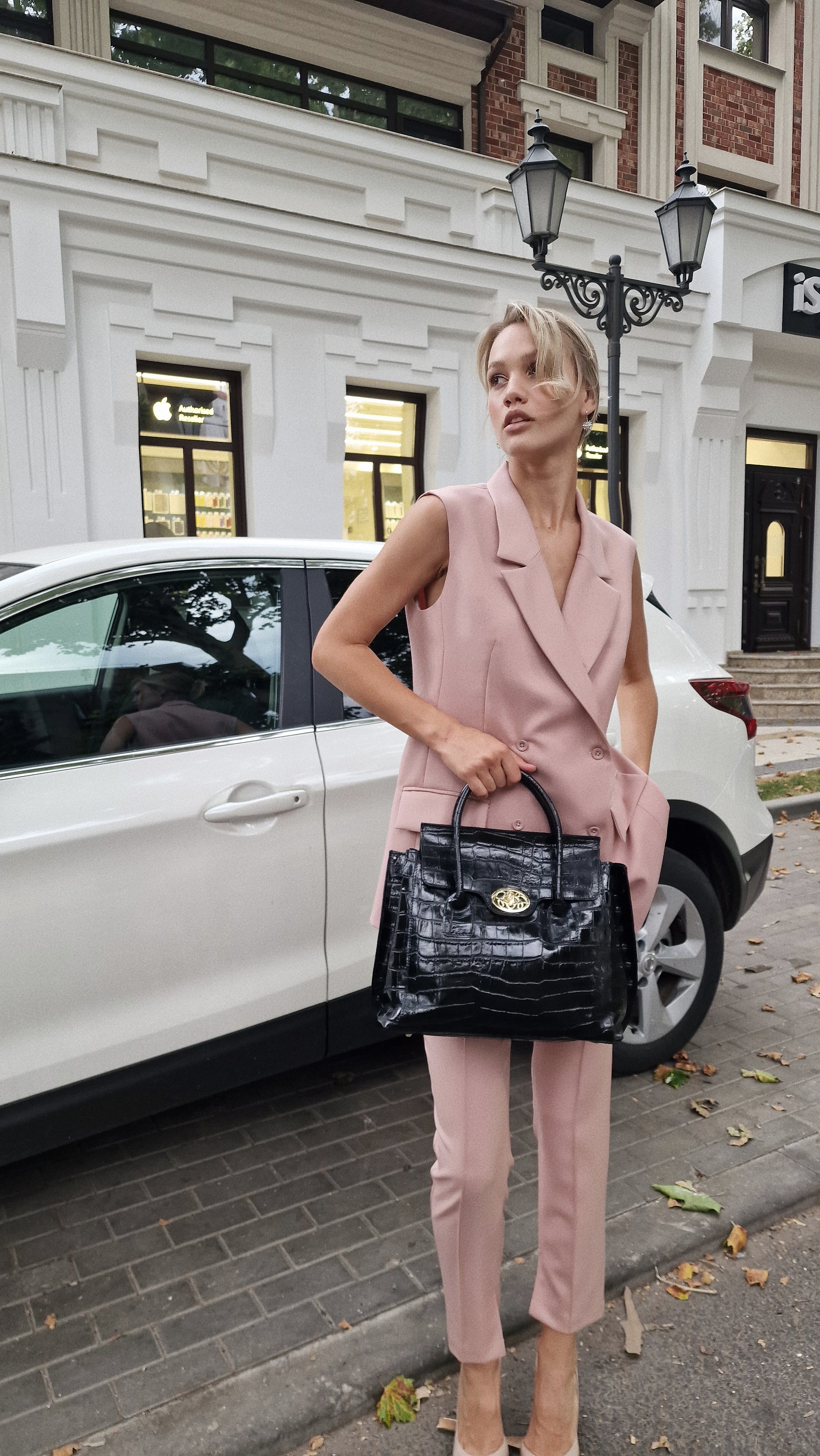 Geantă damă din piele naturală Parma Black Crocco Big Tote – Negru Croco | Made in Italy