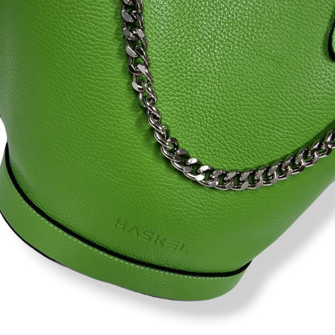 Geantă damă din piele naturală Trapeze Green Tote – Verde | Made in Italy