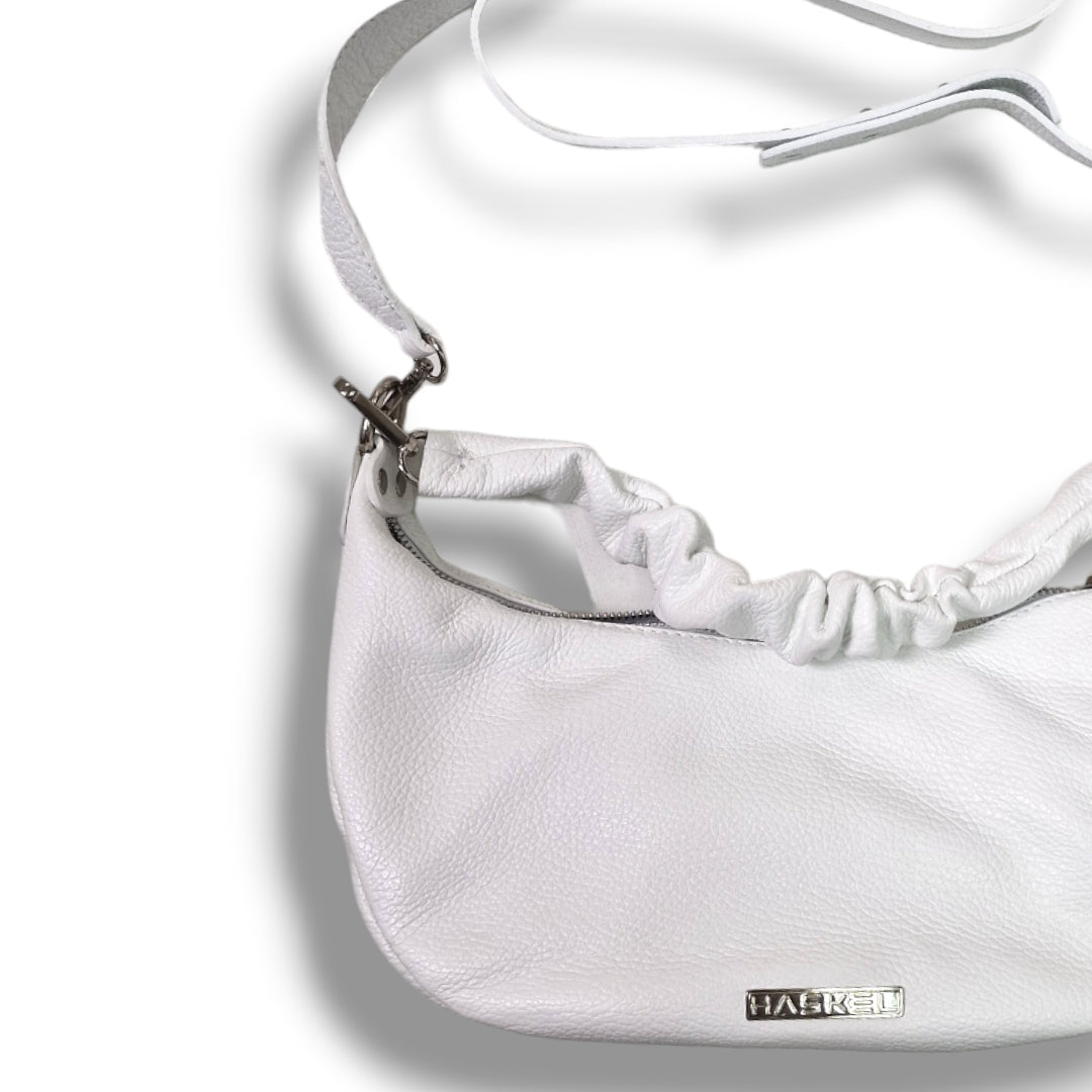Geantă damă din piele naturală Baguette White Soft – Alb | Made in Italy