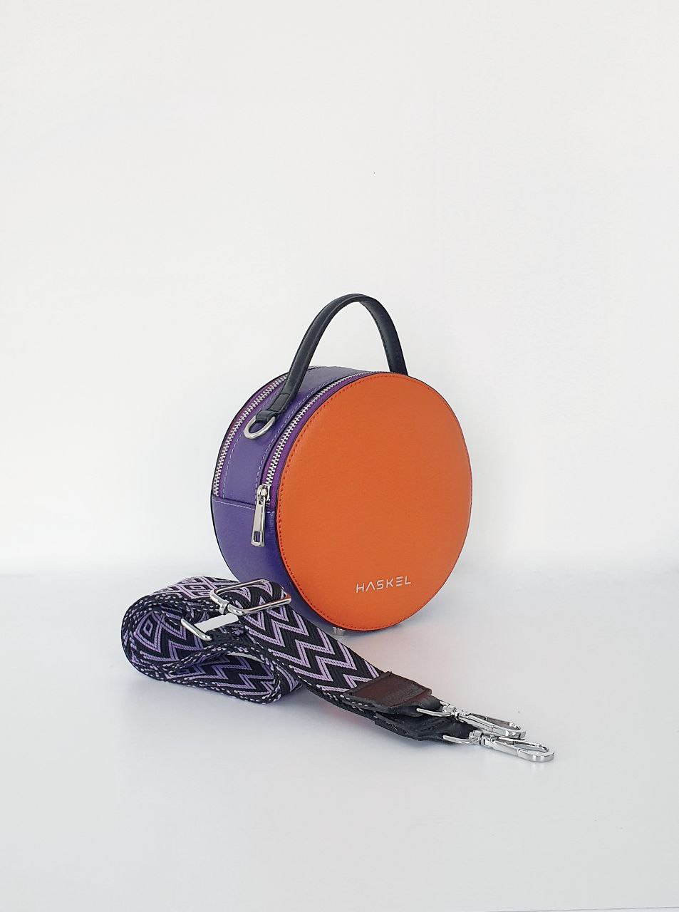 Geantă damă din piele naturală Modena Multicolor Orange Crossbody | Made in Italy