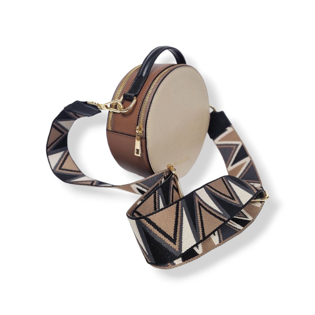 Geantă damă din piele naturală Modena Multicolor Taupe Crossbody | Made in Italy