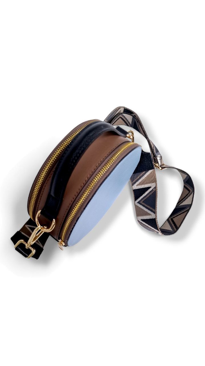 Geantă damă din piele naturală Modena Multicolor Taupe Crossbody | Made in Italy